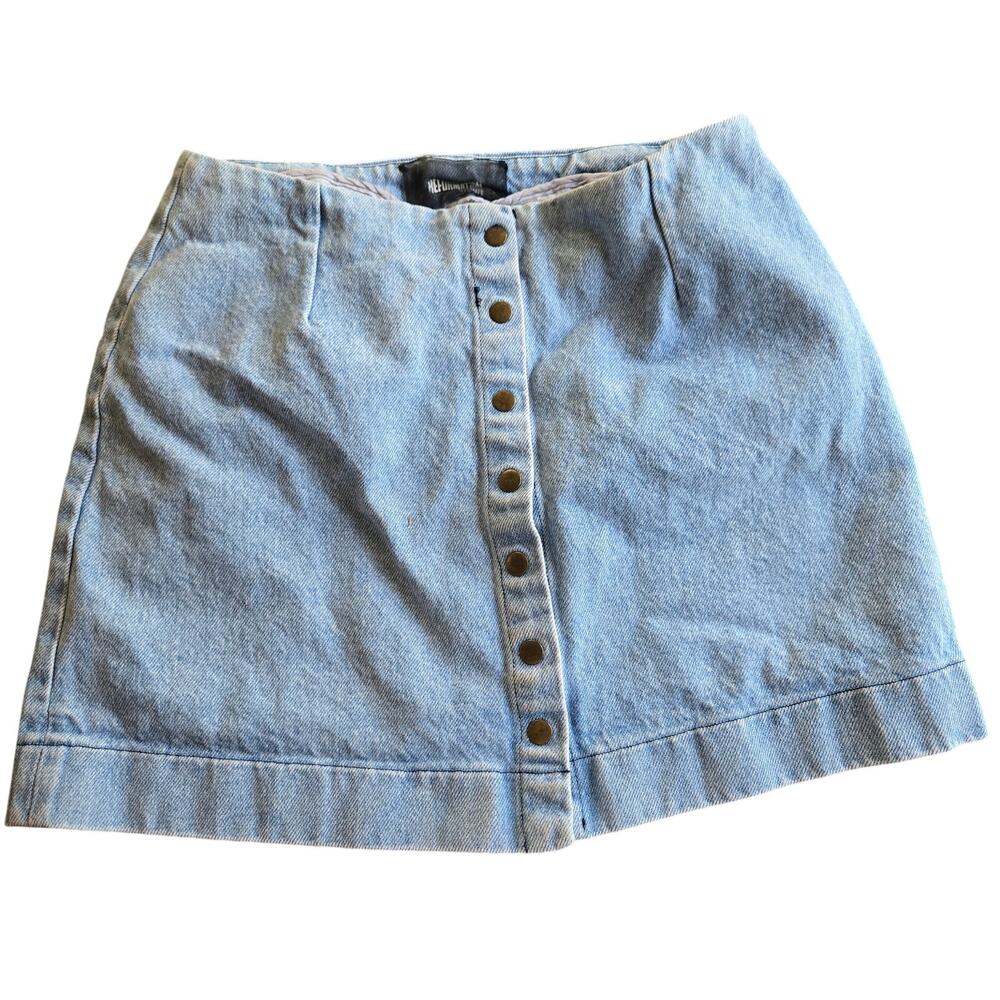 Reformation Button Front Denim Mini Skirt Size: 2